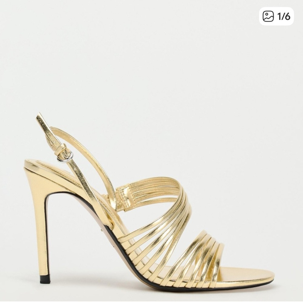 Zara Elegant Gold Strappy Heels